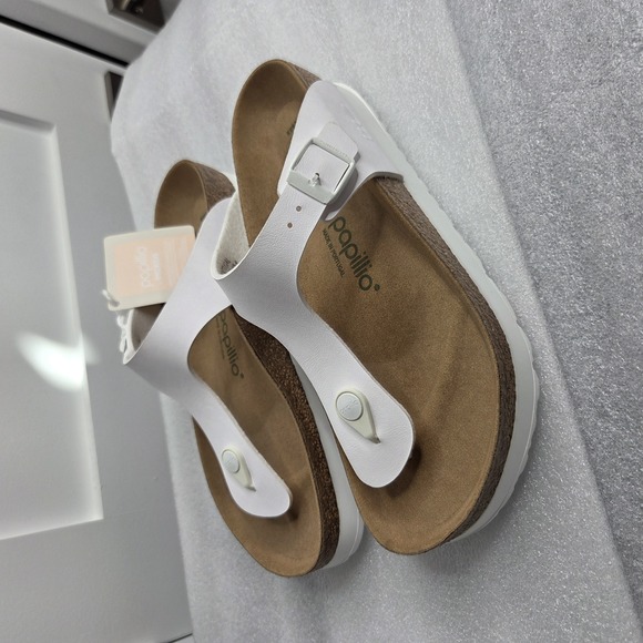 NWT Birkenstock Gizeh Platform Vegan Leather White Sandals Size 39 - Picture 2 of 12